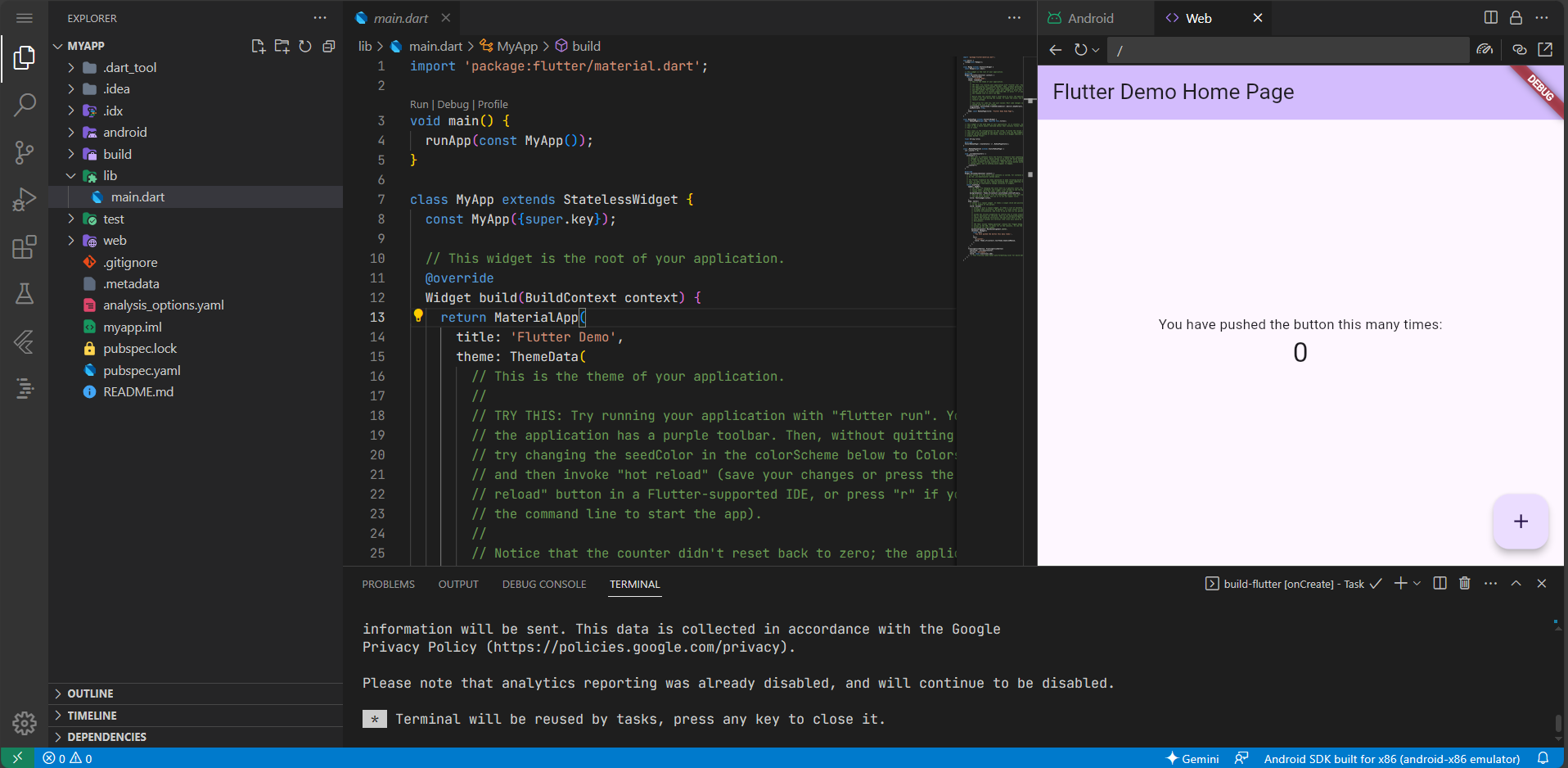 The development workspace of Project IDX.